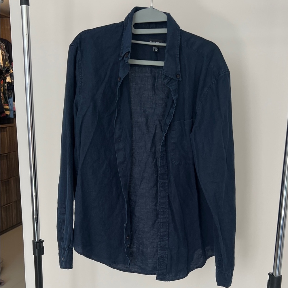Club Monaco Navy Casual Button Down Shirt